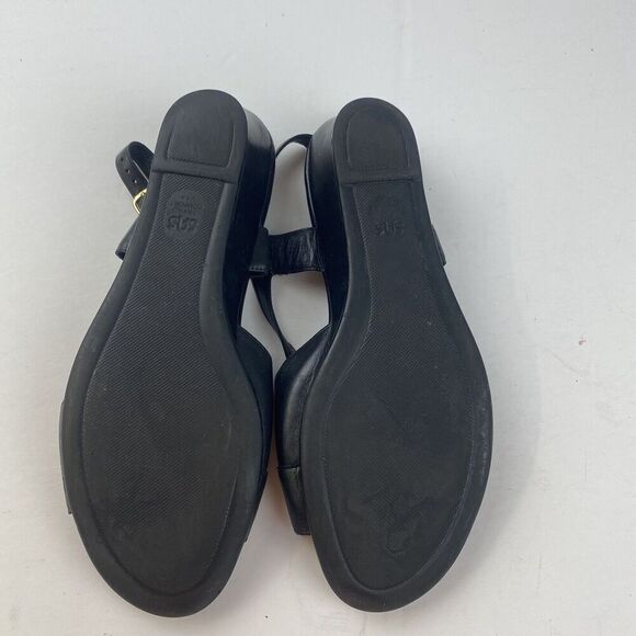 SAS Black Leather Open Toe Slingback Dress Sandals Shoes Heels Womens 8.5M Wedge - Picture 8 of 16